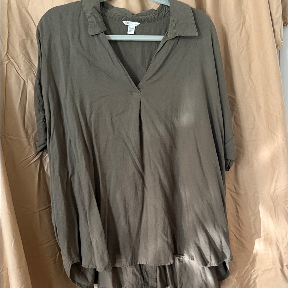 Cato Olive Green Collared Blouse